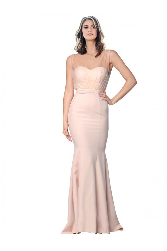 Acheter Fourreau Crêpe Stretch Tulle Longue Formelles Robes demoiselle d'honneur / Robes de soirée / Robes de bal
