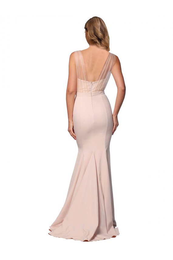 Acheter Fourreau Crêpe Stretch Tulle Longue Formelles Robes demoiselle d'honneur / Robes de soirée / Robes de bal