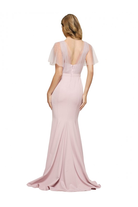 Acheter Fourreau Crêpe Stretch Tulle Longue Formelles Robes demoiselle d'honneur / Robes de soirée / Robes de bal