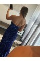 Acheter Fourreau Sans bretelle Balayage train Paillettes Velours Longue Robes de bal