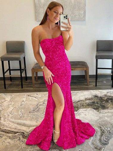 Acheter Fourreau Sans bretelle Balayage train Paillettes Velours Longue Robes de bal