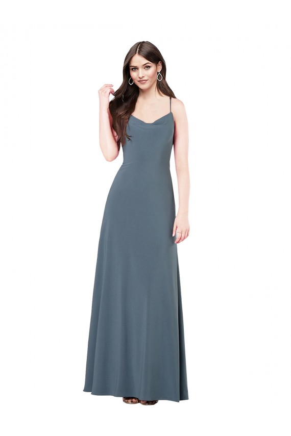 Acheter Gris ardoise Trapèze Col V Spandex Longue Robes demoiselle d'honneur / Robes de bal