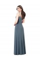 Acheter Gris ardoise Trapèze Col V Spandex Longue Robes demoiselle d'honneur / Robes de bal