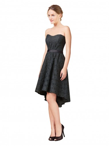 Acheter Gris ardoise Trapèze Dentelle Courte Asymétrique Robes demoiselle d'honneur / Robes de cocktail