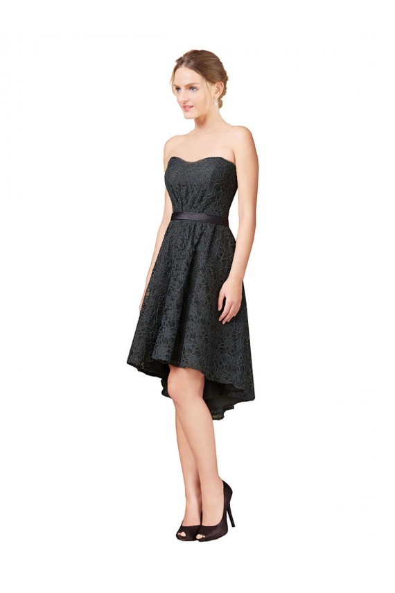 Acheter Gris ardoise Trapèze Dentelle Courte Asymétrique Robes demoiselle d'honneur / Robes de cocktail