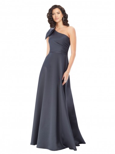 Acheter Gris ardoise Trapèze Satiné Longue Formelles Robes demoiselle d'honneur / Robes de soirée / Robes de bal