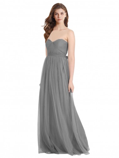 Acheter Gris ardoise Trapèze Tulle Longue Robes demoiselle d'honneur