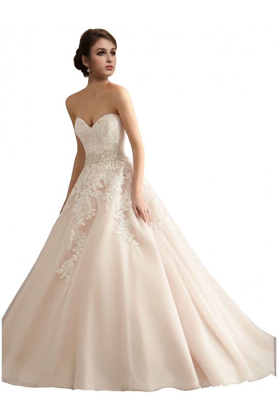 Acheter Ivoire & Champagne Princesse Col V Traîne cathédrale Tulle Dentelle Robes de mariée