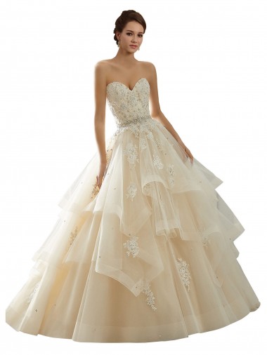 Acheter Ivoire & Champagne Princesse Tulle Dentelle Robes de mariée