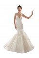 Acheter Ivoire & Champagne Sirène Col V Tulle Dentelle Classique Robes de mariée