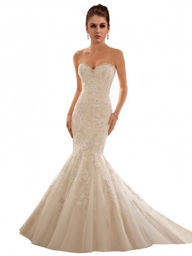 Acheter Ivoire & Champagne Sirène Tulle Dentelle Robes de mariée