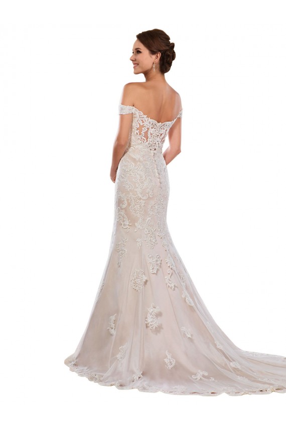 Acheter Ivoire & Champagne Sirène Épaule Dénudée Dentelle Classique Robes de mariée