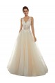 Acheter Ivoire & Champagne Trapèze Col V Tulle Dentelle Classique Robes de mariée