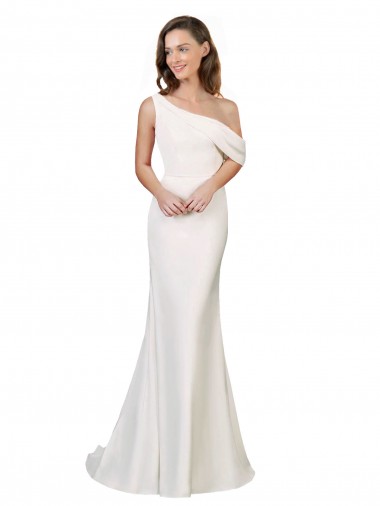 Acheter Ivoire Fourreau Balayage train Crêpe Stretch Longue Formelles Robes demoiselle d'honneur / Robes de soirée / Robes de bal