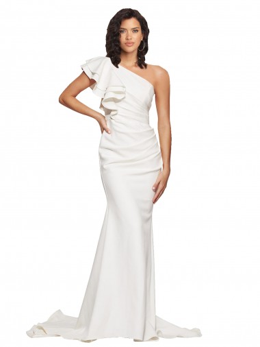 Acheter Ivoire Fourreau Balayage train Crêpe Stretch Longue Robes demoiselle d'honneur / Robes de bal