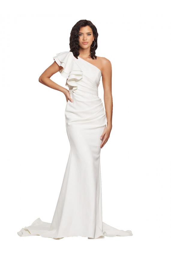 Acheter Ivoire Fourreau Balayage train Crêpe Stretch Longue Robes demoiselle d'honneur / Robes de bal