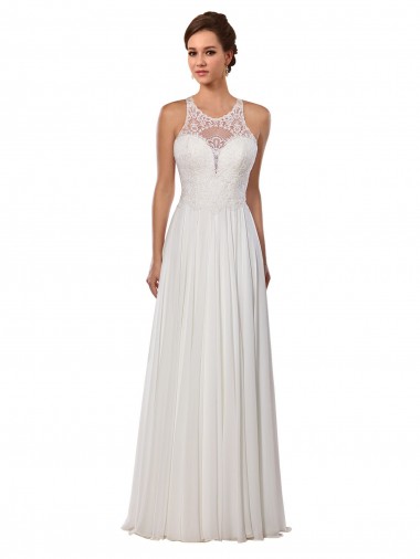 Acheter Ivoire Fourreau Illusion Mousseline Robes de mariée