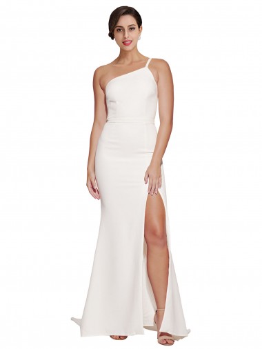 Acheter Ivoire Fourreau Sans bretelle Balayage train Crêpe Stretch Longue Robes demoiselle d'honneur / Robes de bal