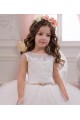 Acheter Ivoire Princesse Bateau Tulle Dentelle Longue Robes de demoiselle d'honneur - fillette