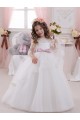 Acheter Ivoire Princesse Bateau Tulle Dentelle Longue Robes de demoiselle d'honneur - fillette
