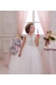 Acheter Ivoire Princesse Col Haut Tulle Dentelle Longue Robes de demoiselle d'honneur - fillette