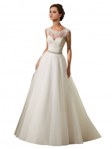 Acheter Ivoire Princesse Illusion Tulle Dentelle Robes de mariée