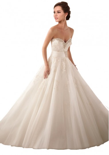 Acheter Ivoire Princesse Satiné Tulle Dentelle Robes de mariée