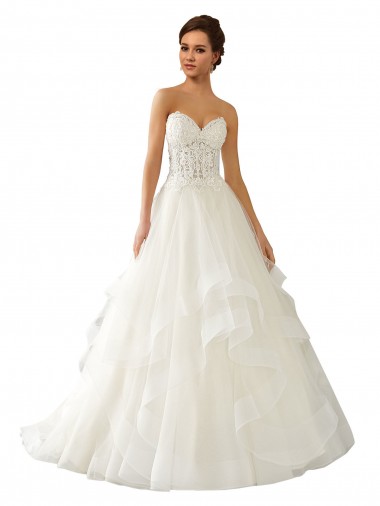 Acheter Ivoire Princesse Satiné Tulle Dentelle Robes de mariée