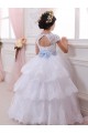 Acheter Ivoire Princesse Tulle Dentelle Longue Robes de demoiselle d'honneur - fillette