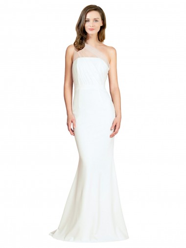 Acheter Ivoire Sirène Balayage train Crêpe Stretch Tulle Longue Formelles Robes demoiselle d'honneur / Robes de soirée