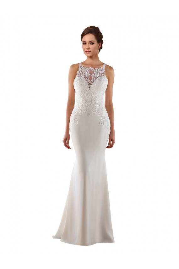 Acheter Ivoire Sirène Balayage train Dentelle Crêpe Stretch Robes de mariée