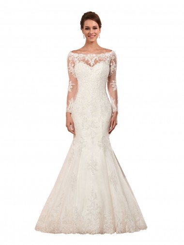Acheter Ivoire Sirène Bateau Dentelle Robes de mariée