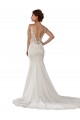 Acheter Ivoire Sirène Col V Dentelle Crêpe Stretch Robes de mariée