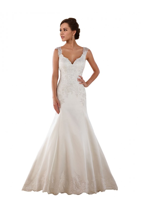 Acheter Ivoire Sirène Col V Satiné Classique Robes de mariée