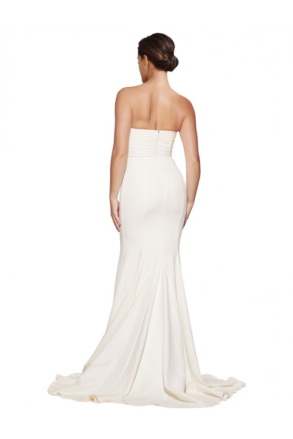 Acheter Ivoire Sirène Sans bretelle Balayage train Satiné Stretch Longue Formelles Robes demoiselle d'honneur / Robes de soirée / Robes de bal