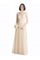 Acheter Ivoire Trapèze Bateau Illusion Tulle Dentelle Longue Robes demoiselle d'honneur