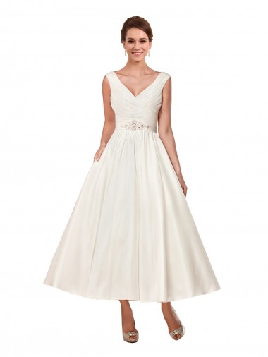 Acheter Ivoire Trapèze Col V Satiné Robes de mariée