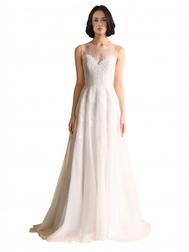 Acheter Ivoire Trapèze Illusion Tulle Robes de mariée