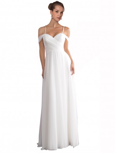 Acheter Ivoire Trapèze Épaule Dénudée Balayage train Mousseline Plage Robes de mariée