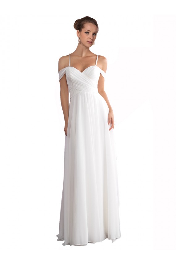 Acheter Ivoire Trapèze Épaule Dénudée Balayage train Mousseline Plage Robes de mariée