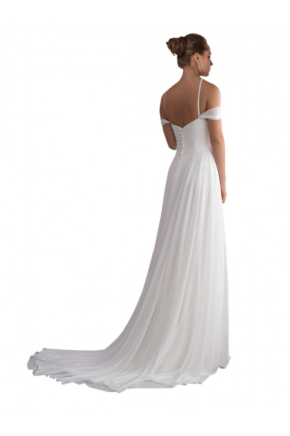 Acheter Ivoire Trapèze Épaule Dénudée Balayage train Mousseline Plage Robes de mariée