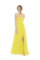 Acheter Jaune Trapèze Bretelles spaghetti Mousseline Longue Robes demoiselle d'honneur