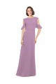 Acheter Lavande foncée Trapèze Col Haut Mousseline Longue Robes demoiselle d'honneur