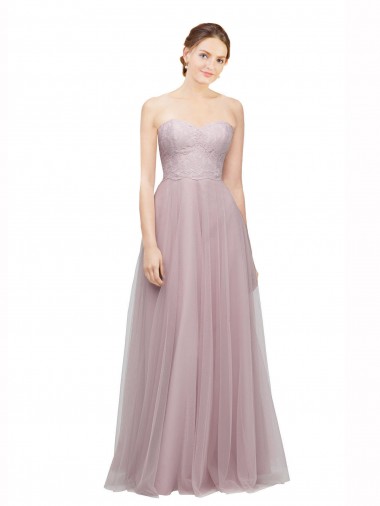Acheter Light Lilac Trapèze Tulle Dentelle Longue Robes demoiselle d'honneur