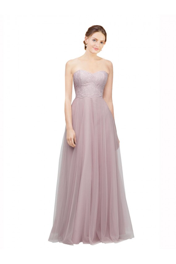 Acheter Light Lilac Trapèze Tulle Dentelle Longue Robes demoiselle d'honneur