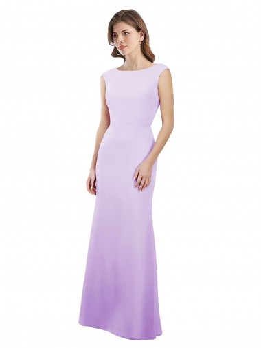 Acheter Lilas Colonne Col rond Mousseline Longue Robes demoiselle d'honneur