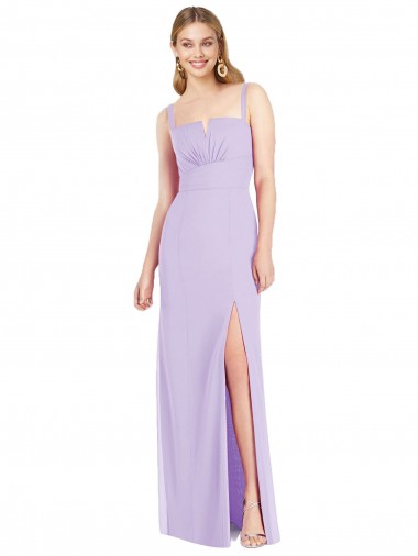 Acheter Lilas Sirène Bretelles spaghetti Col V Sans bretelle Mousseline Longue Robes demoiselle d'honneur