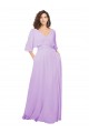 Acheter Lilas Trapèze Col V Mousseline Longue Robes demoiselle d'honneur