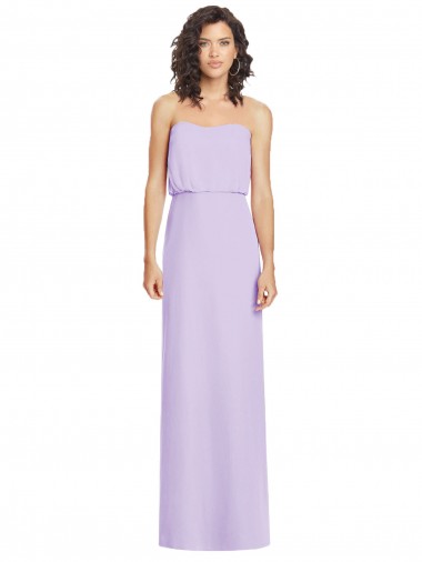 Acheter Lilas Trapèze Sans bretelle Mousseline Longue Robes demoiselle d'honneur