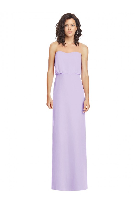 Acheter Lilas Trapèze Sans bretelle Mousseline Longue Robes demoiselle d'honneur